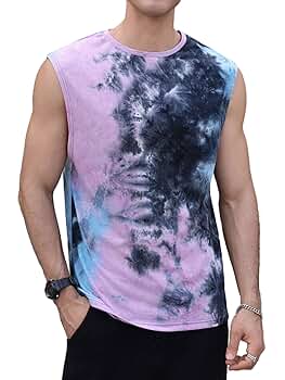 Verdusa Tie Dye Shirt Men Y2k Crop Tank Top Sleeveless